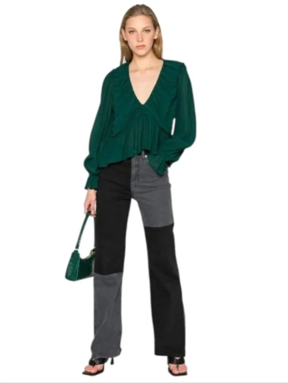 Free People | Daia Ruched Peplum Top in Garden Gem Green Size Small (4-6) - Picture 8 of 11